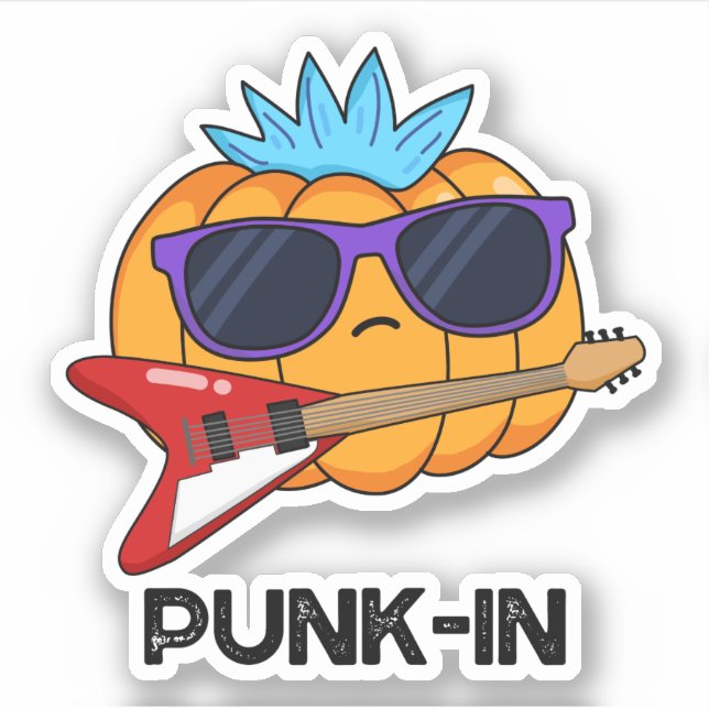 Pegatina Punk en divertido Punk Calabaza de Rock Pun (Anverso)