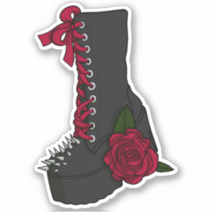 Pegatina Punk Personalizado rojo negro Rosa de arranque Peg