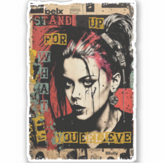 Pegatina Punk Rock Chica Street Art Cita Graffiti Grunge