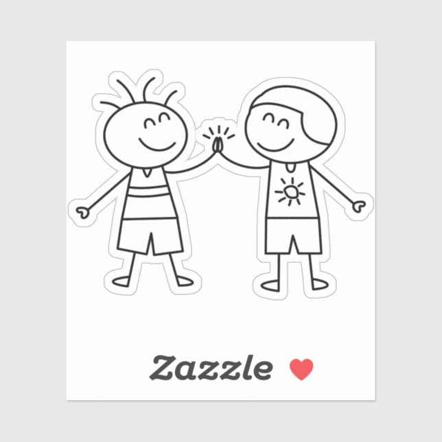 Pegatina Puño alto cinco paz amor feliz (Hoja)