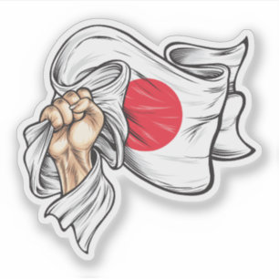 Pegatina Puño con bandera nacional de la camiseta de Japón