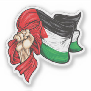 Pegatina Puño con bandera nacional de la camiseta palestina