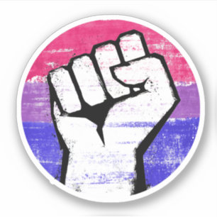 Pegatina Puño de Orgullo Bisexual en Círculo Impreso
