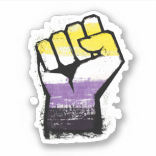 Pegatina Puño de Orgullo No Binario de Protesta