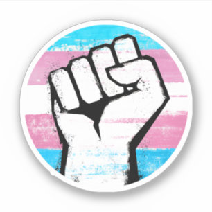 Pegatina Puño de Orgullo Trans Impreso en Círculo