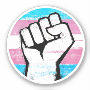 Pegatina Puño de Orgullo Trans Impreso en Círculo