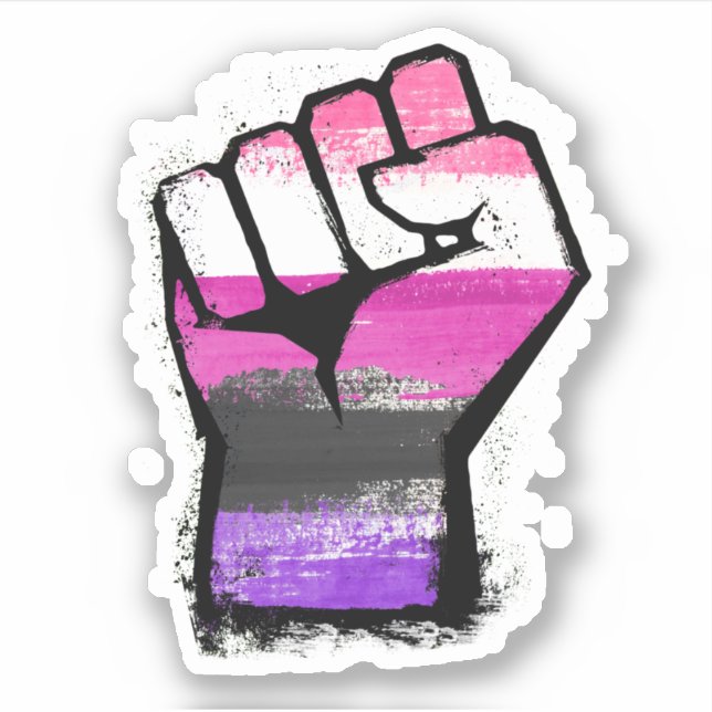 Pegatina Puño de protesta genderfluid (Anverso)
