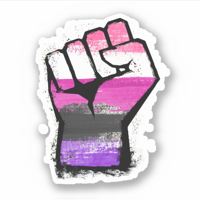 Pegatina Puño de protesta genderfluid (Anverso)