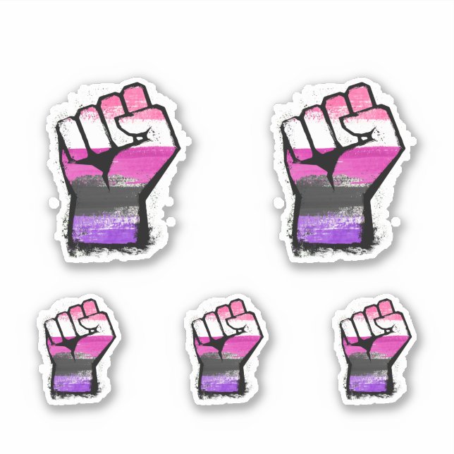 Pegatina Puño de protesta genderfluid (Anverso)
