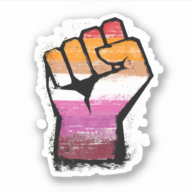 Pegatina Puño de protesta lésbica (Anverso)