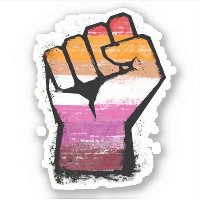 Pegatina Puño de protesta lésbica (Anverso)