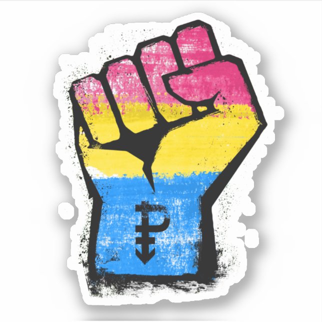 Pegatina Puño de protesta pansexual (Anverso)