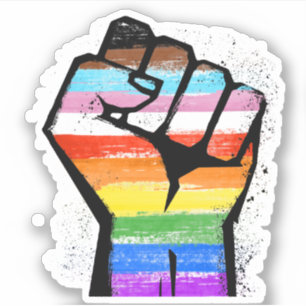 PEGATINA PUÑO DEL ORGULLO PROGRESISTA LGBTQ