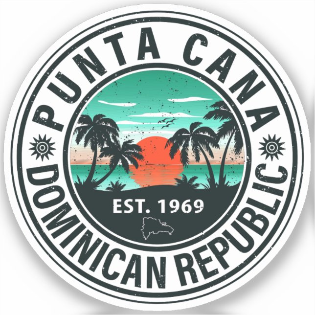 Pegatina Punta Cana Dominican - Vacaciones Familiares Vinta (Anverso)