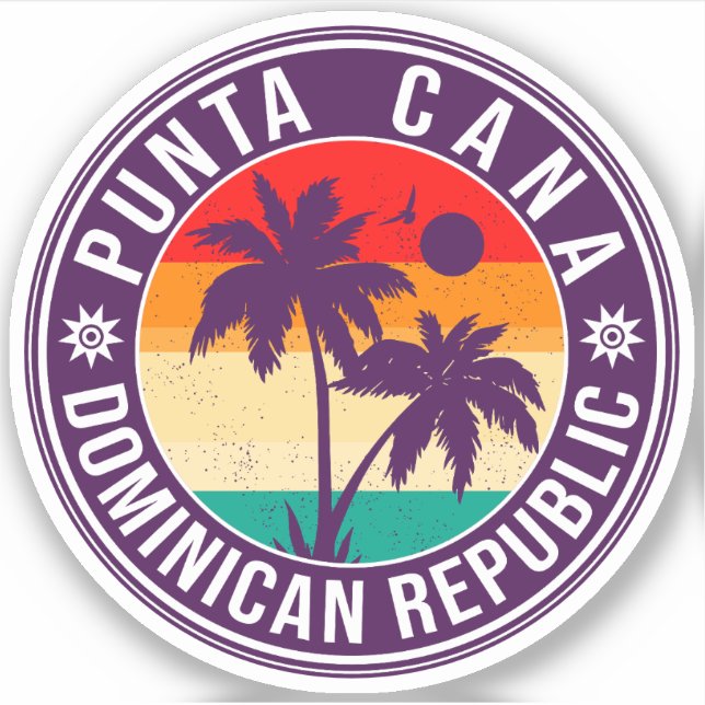 Pegatina Punta Cana República Dominicana - Retro Souvenir 8 (Anverso)