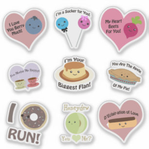 Pegatina Puntitos de comida graciosos y cortos