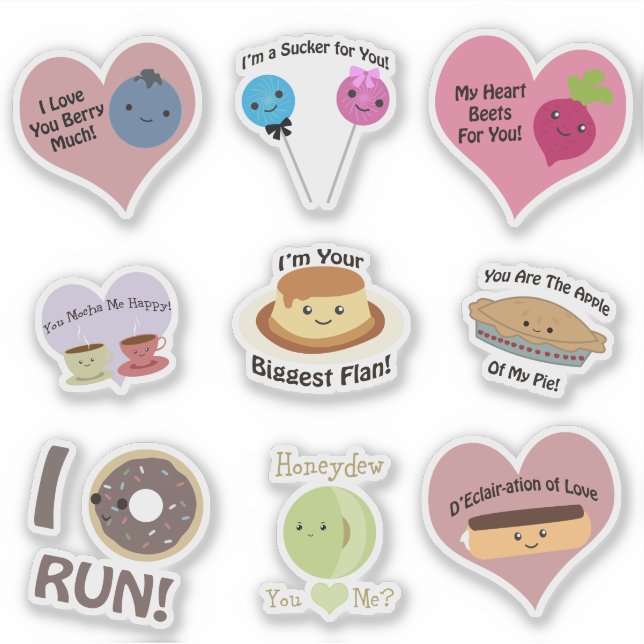 Pegatina Puntitos de comida graciosos y cortos (Anverso)