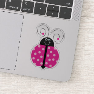 Pegatina Punto de Polka Rosa Ladybug Sonriente Whimsical