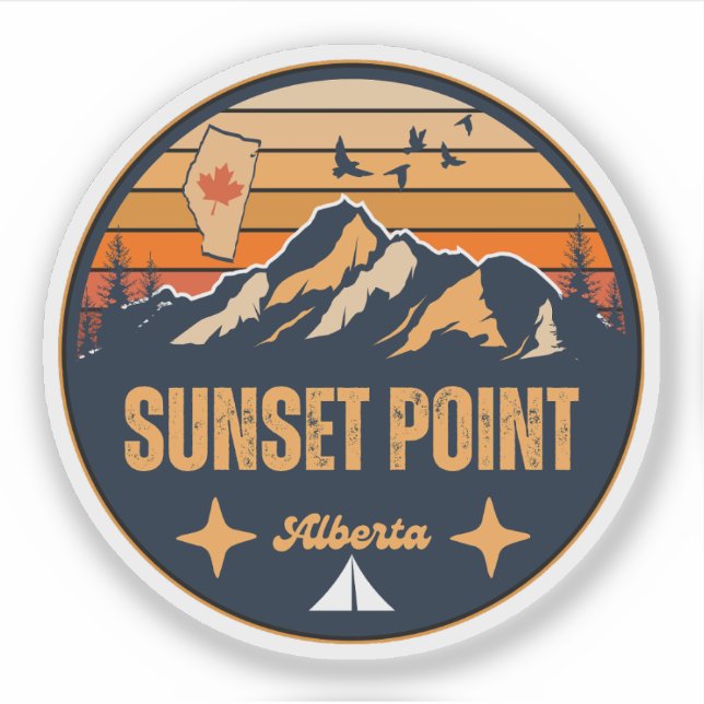 Pegatina Punto del Atardecer, Alberta (Anverso)
