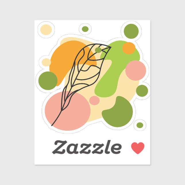 Pegatina Puntos abstractos interesantes con hojas (Hoja)