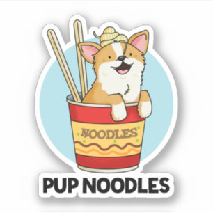 Pegatina Pup Noodles Funny Cup Noodles Pun
