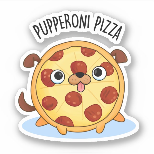 Pegatina Pupperoni Pizza Funny Pizza Pun (Anverso)