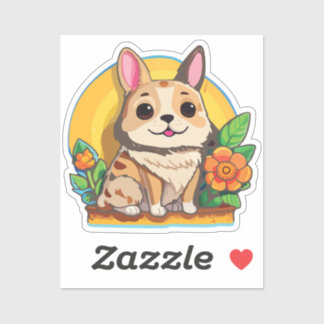 Pegatina Puppy Sticker with Flower