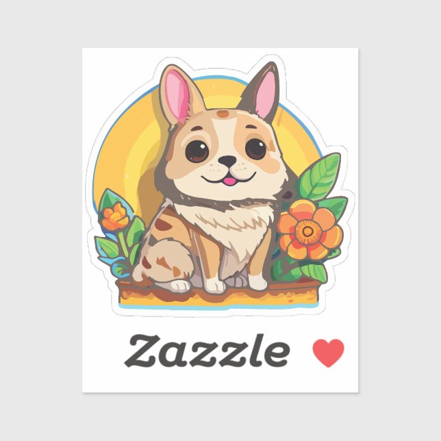 Pegatina Puppy Sticker with Flower (Hoja)