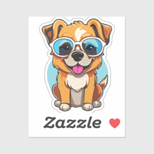 Pegatina puppy with glasses
