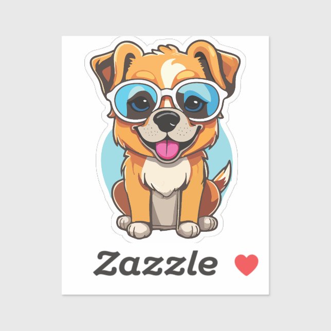 Pegatina puppy with glasses (Hoja)
