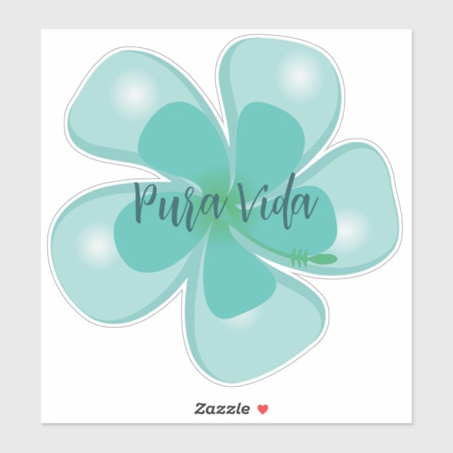 Pegatina Pura Vida Hibiscus Personalizado-Pegatina de vinil (Hoja)