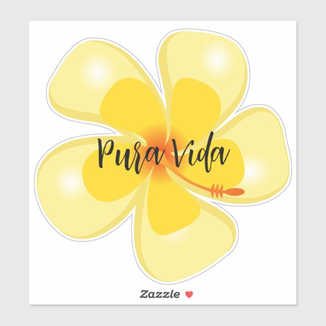 Pegatina Pura Vida Hibiscus Personalizado-Pegatina de vinil (Hoja)