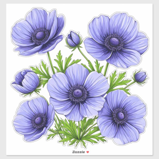 Pegatina Purple Anemone Bouquet (Hoja)