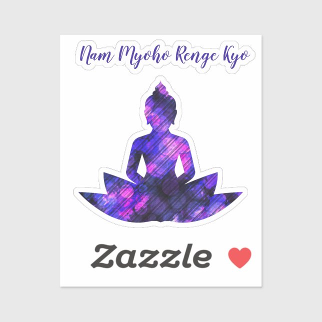 Pegatina Purple espiritual Lotus Yoga NamMyohoRengeKyo Seal (Hoja)