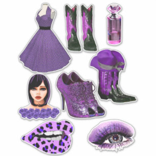 Pegatina Purple Fashion Makeup arte de collage