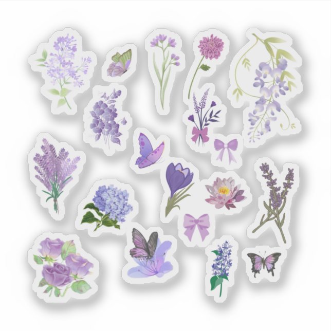 Pegatina Purple Floral Sticker Pack (Anverso)