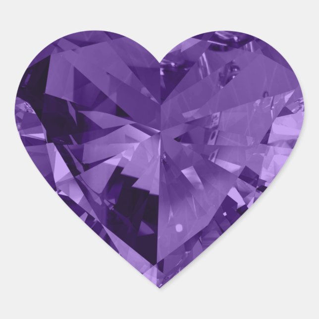 Pegatina Purple Gemstone Crystal Shiny Heart (Anverso)