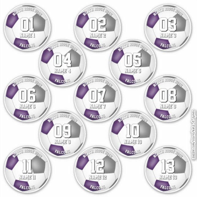Pegatina purple gray soccer team colors 13 athletes (Anverso)