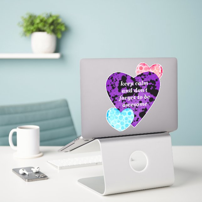 Pegatina purple hearts vibrant red love (Ordenado portátil  en el escritorio)