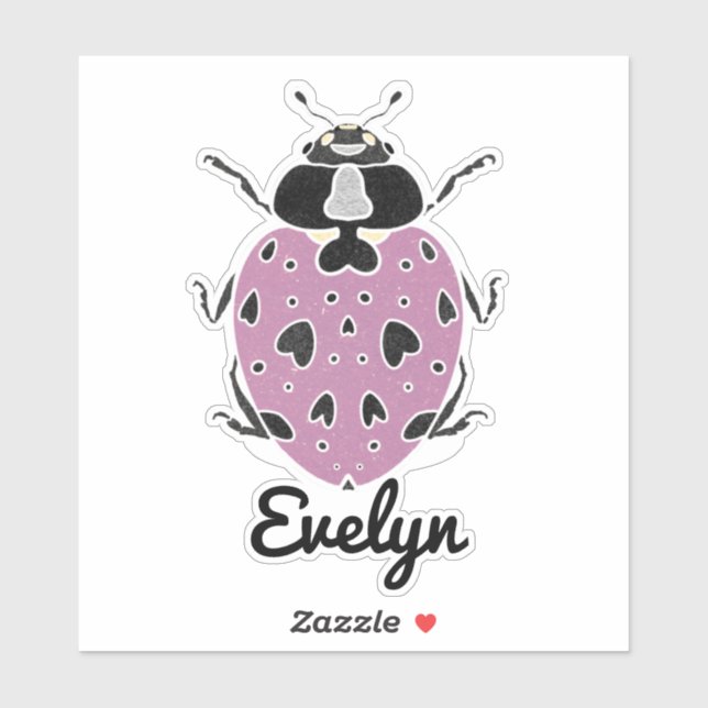 Pegatina Purple Ladybug con nombre (Hoja)