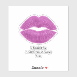 Pegatina Purple Lips Thank You Custom-Cut Vinyl Sticker