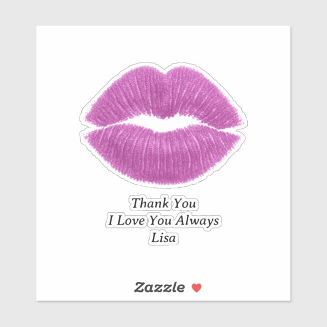 Pegatina Purple Lips Thank You Custom-Cut Vinyl Sticker (Hoja)