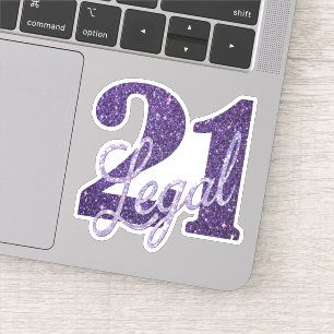 Pegatina Púrpura 21 y legal Moda Lavender 21º cumpleañ