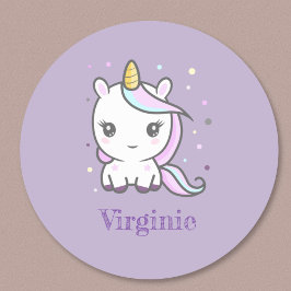 Pegatina púrpura de Cute Unicorn