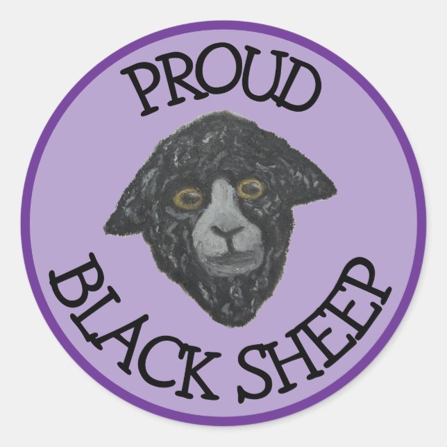 Pegatina púrpura de oveja negra (Anverso)