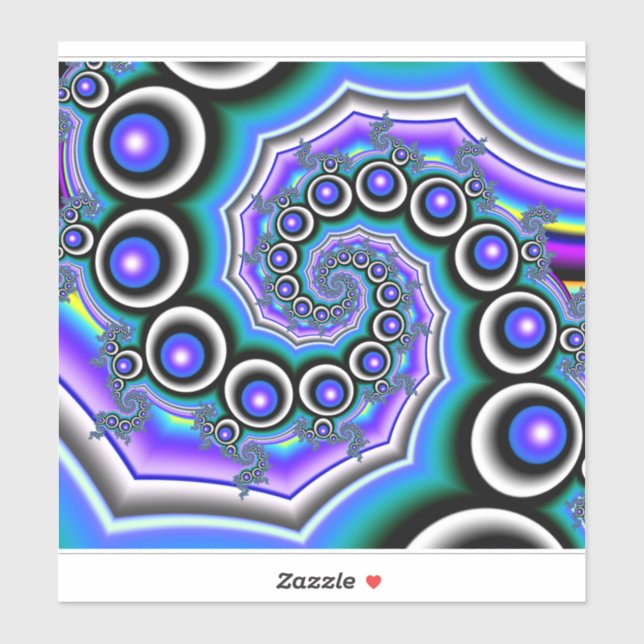 Pegatina Púrpura Perla espiral fractal (Hoja)