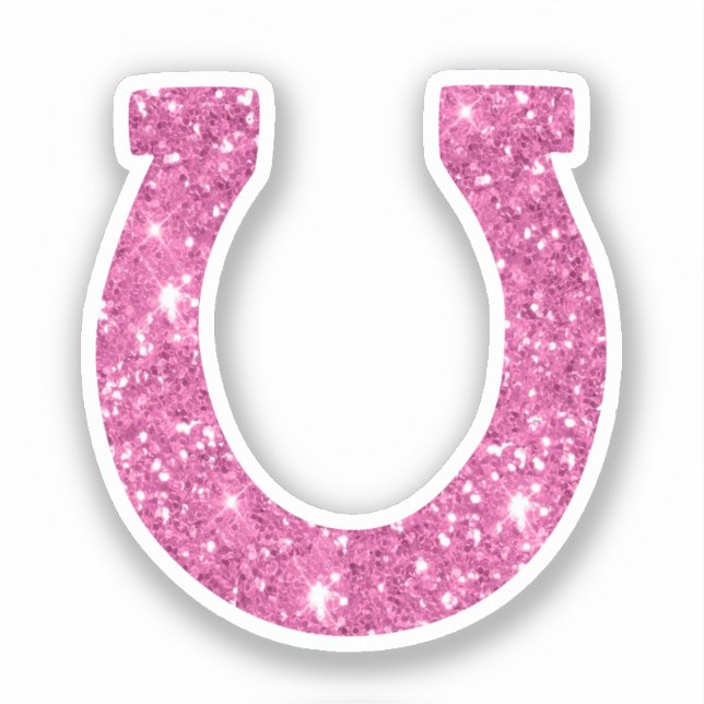 Pegatina Purpurina Cute Girly Pink Horseshoe (Anverso)