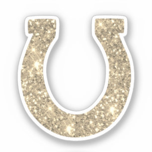 Pegatina Purpurina Cute Glam Girly Gold Horseshoe