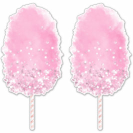 Pegatina Purpurina de caramelo de algodón linda chica rosa