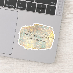 Pegatina Purpurina de Glam moderno con escritura de firma h